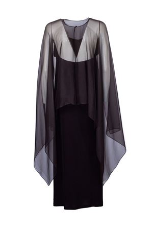 Abito lungo testa di moro con maniche in chiffon ALBERTA FERRETTI | A042201240102